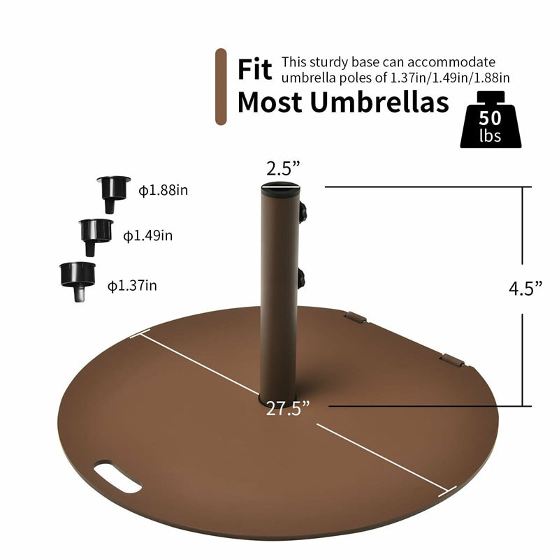50 lbs Steel Patio Umbrella Base Stand with Wheels