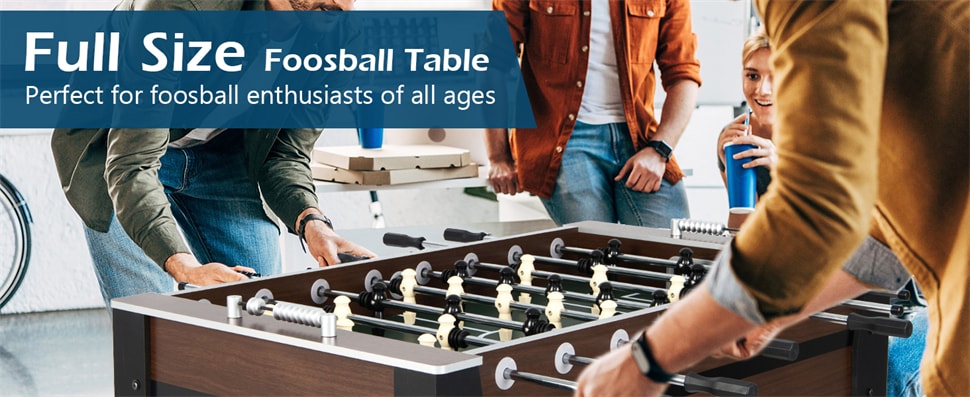 54” Foosball Table Soccer Game Table Competition Sized Football Arcade Table for Adults Kids with 2 Balls