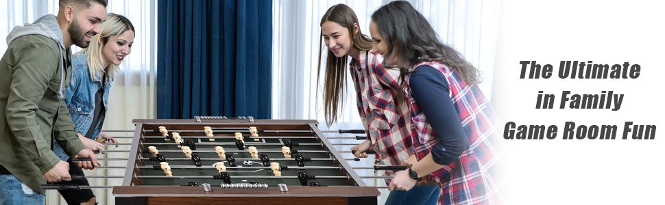 54” Foosball Table Soccer Game Table Competition Sized Football Arcade Table for Adults Kids with 2 Balls