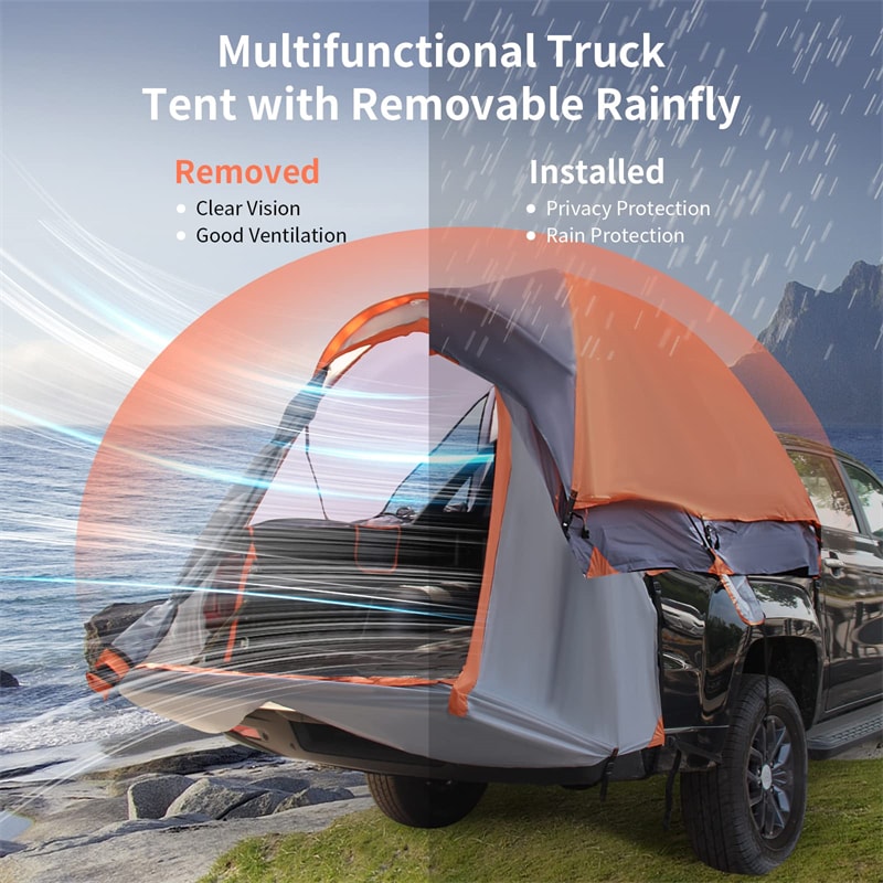 2-Person Portable Pickup Truck Tent with Removable Rainfly & Carrying Bag
