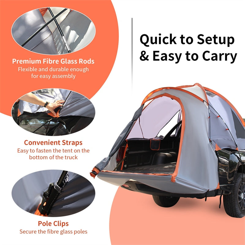 2-Person Portable Pickup Truck Tent with Removable Rainfly & Carrying Bag