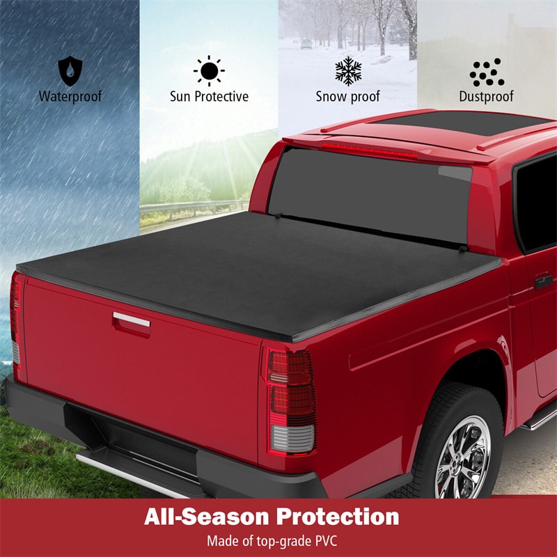 5.8FT Soft Roll-up Tonneau Cover Weatherproof Truck Bed Cover for 14-23 Chevy GMC Silverado Sierra 1500, 15-23 Chevy GMC Silverado Sierra 2500HD 3500HD