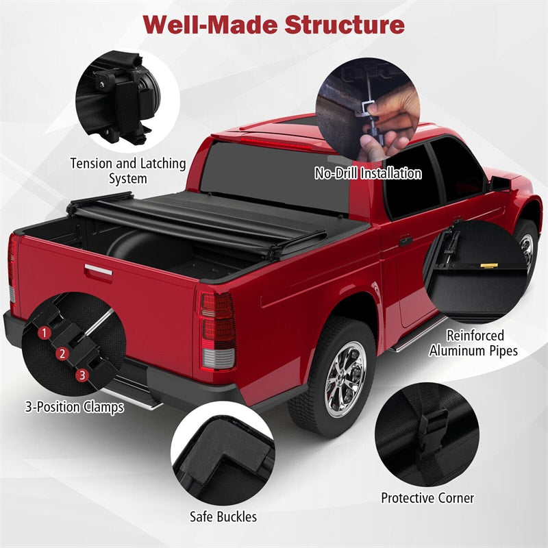 5.8FT Soft Roll-up Tonneau Cover Weatherproof Truck Bed Cover for 14-23 Chevy GMC Silverado Sierra 1500, 15-23 Chevy GMC Silverado Sierra 2500HD 3500HD