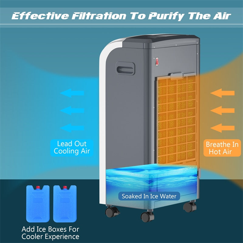 5 In 1 Portable Evaporative Air Cooler Fan with Heater and Humidifier Function