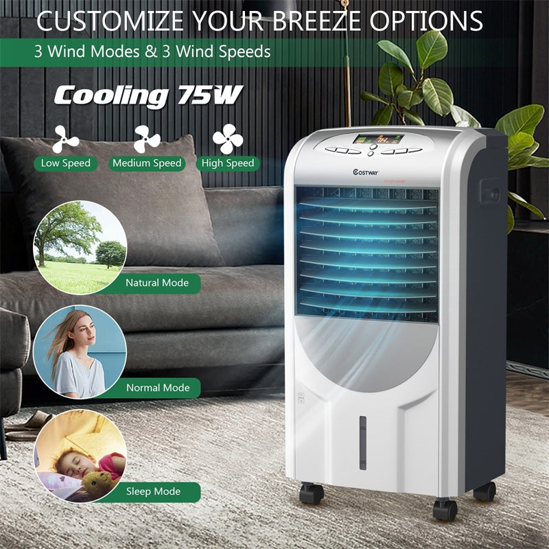 5 In 1 Portable Evaporative Air Cooler Fan with Heater and Humidifier Function