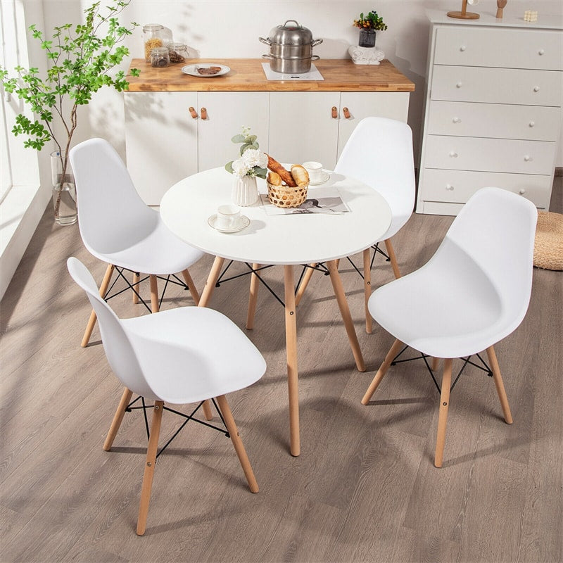 5 Piece Modern Round Dining Table Set with 4 DSW Dining Chairs