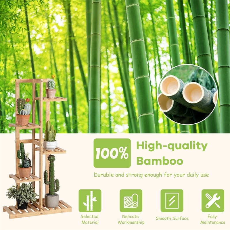 6 Tier 7 Potted Bamboo Plant Stand Rack Multiple Flower Pot Holder Shelf