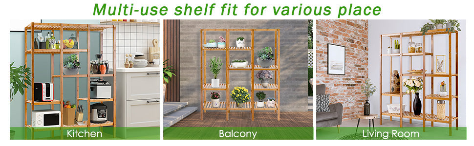 5 Tier Multifunctional Bamboo Shelf Storage Organizer Plant Rack Display Holder