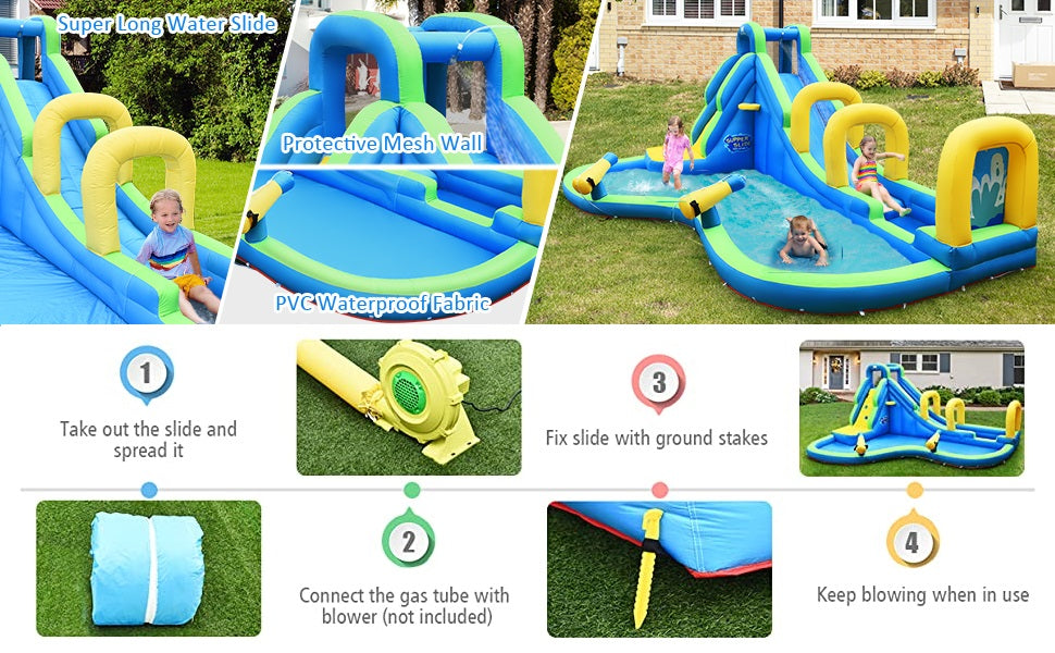 5 in 1 Giant Inflatable Water Slide Bouncer Water Park without Blower