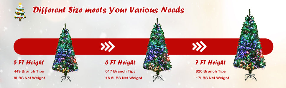 5ft Pre-lit Multi-Colored Fiber Optic Spruce Artificial Christmas Tree with Metal Stand