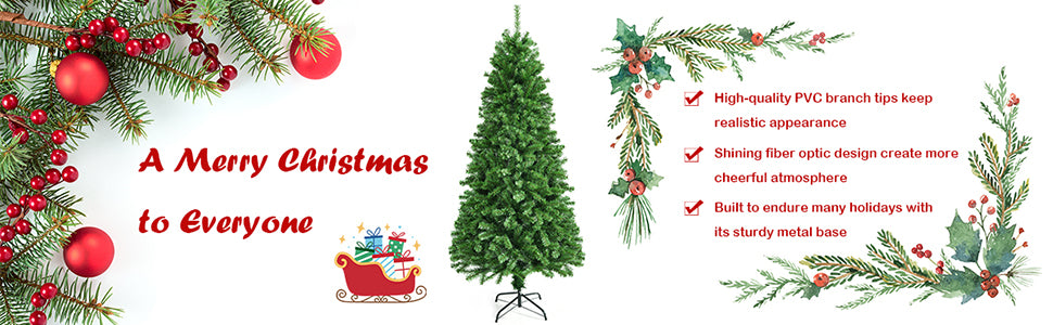 7ft Pre-lit Multi-Colored Fiber Optic Spruce Artificial Christmas Tree with Metal Stand
