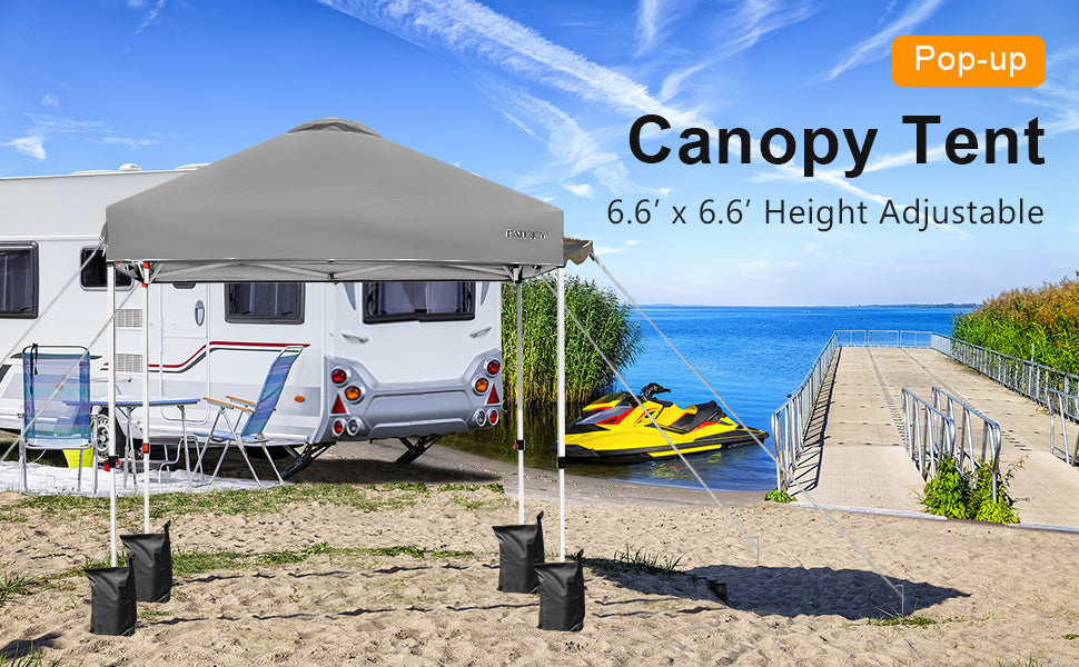 6.6ft x 6.6ft Outdoor Pop-up Camping Canopy Tent with Roller Bag