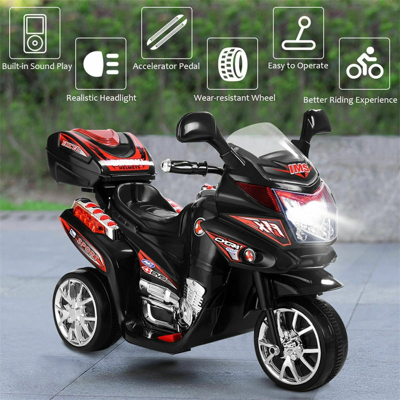 6V Battery Powered 3 Wheels Kids Electric Ride On Motorcycle with Headlights