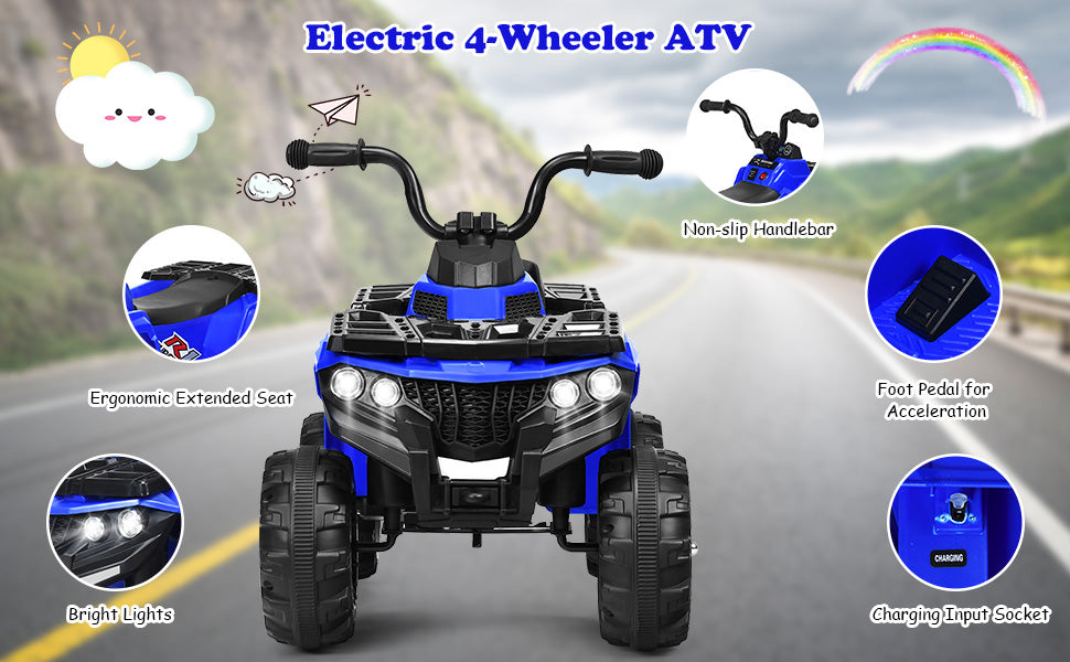 6V Battery Powered Kids Electric Ride-on ATV 4 Wheeler Quad Vehicle