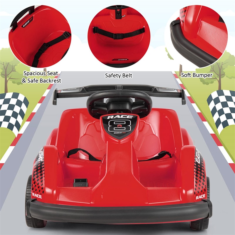 6V Battery Powered Kids Go Kart Electric Ride-on Car 4 Wheel Racer with Remote Control & Music