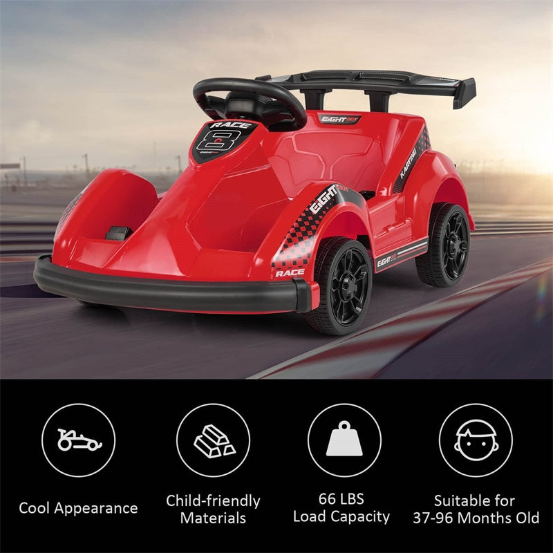 6V Battery Powered Kids Go Kart Electric Ride-on Car 4 Wheel Racer with Remote Control & Music