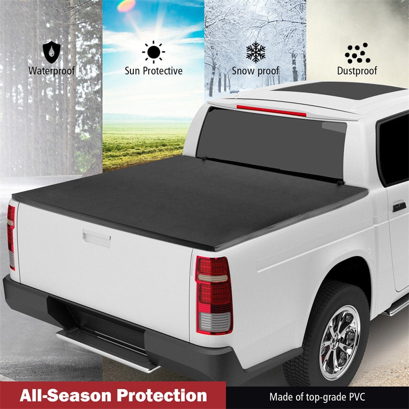 6.5FT Soft Quad-Fold Tonneau Cover Weatherproof Truck Bed Cover for 15-23 Ford F150 Standard Short Bed