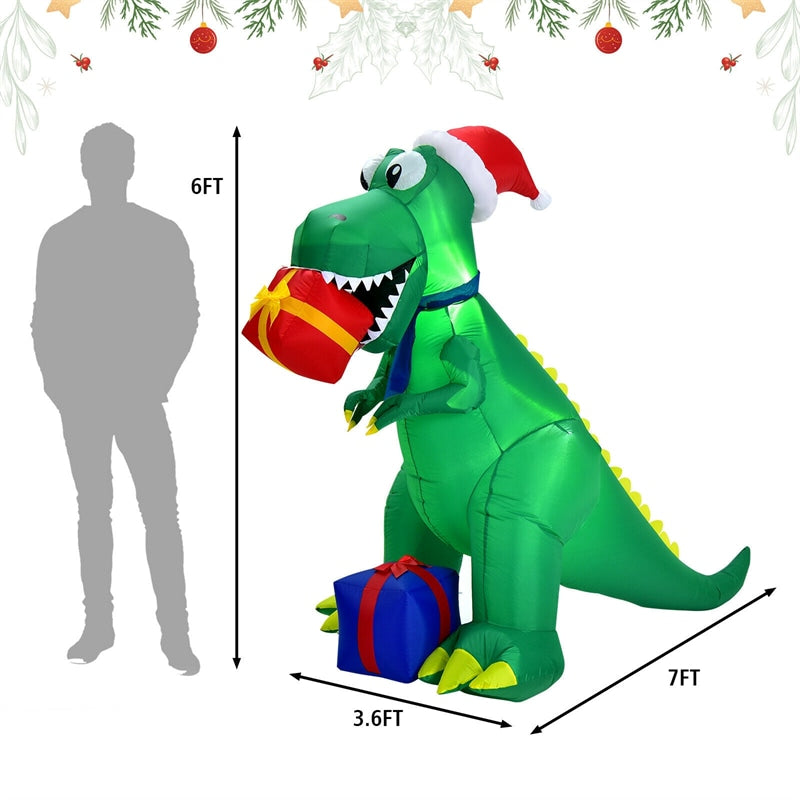 6ft Christmas Inflatable Dinosaur Built-in LED Lights Blower for Indoor Outdoor Decoration