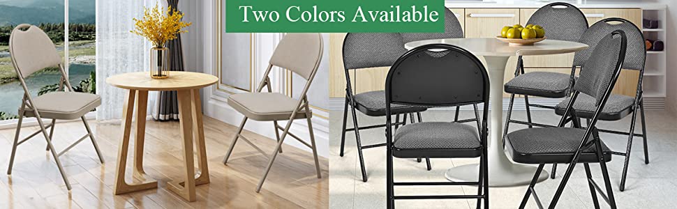 6 PCS Folding Chairs Portable Chairs Fabric Upholstered Seat Backrest with Handle Hole & Metal Frame for Home Office