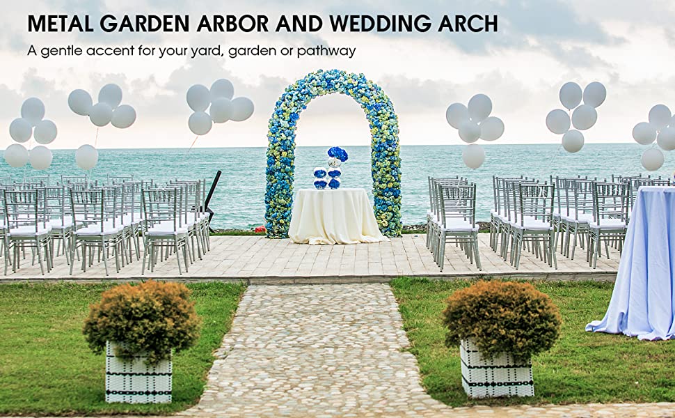 7.2Ft Outdoor Metal Garden Arch Pergola Arbor for Wedding Lawn Decoration