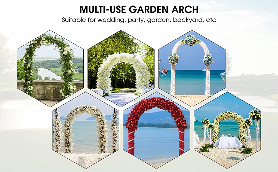 7.2Ft Outdoor Metal Garden Arch Pergola Arbor for Wedding Lawn Decoration