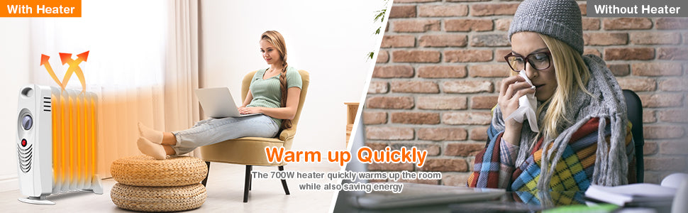 700W Portable Electric Oil Filled Space Radiator Heater for Home Indoor