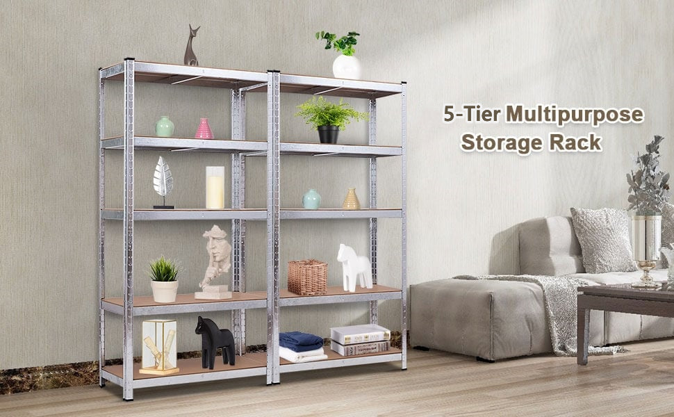 72 Inch 5-Shelf Steel Storage Rack Display Stand with Adjustable Shelves