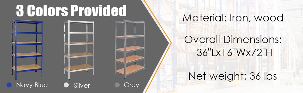 72" Heavy Duty Shelving Unit 5-Tier Adjustable Garage Storage Shelves 2925LBS Open Display Rack For Home Office Dormitory