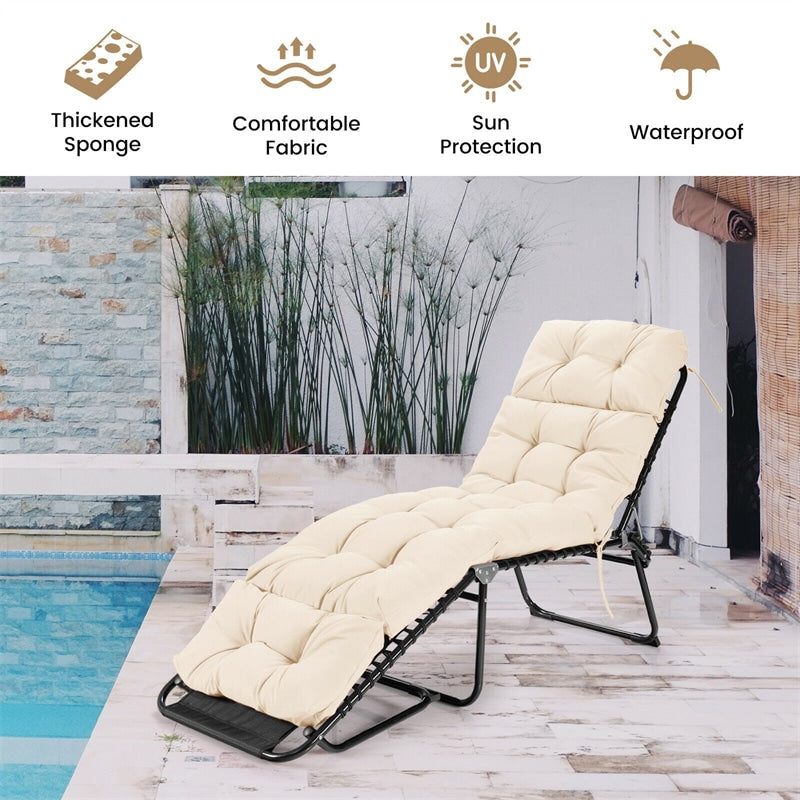 73" Outdoor Lounge Chaise Padded Cushion with String Ties