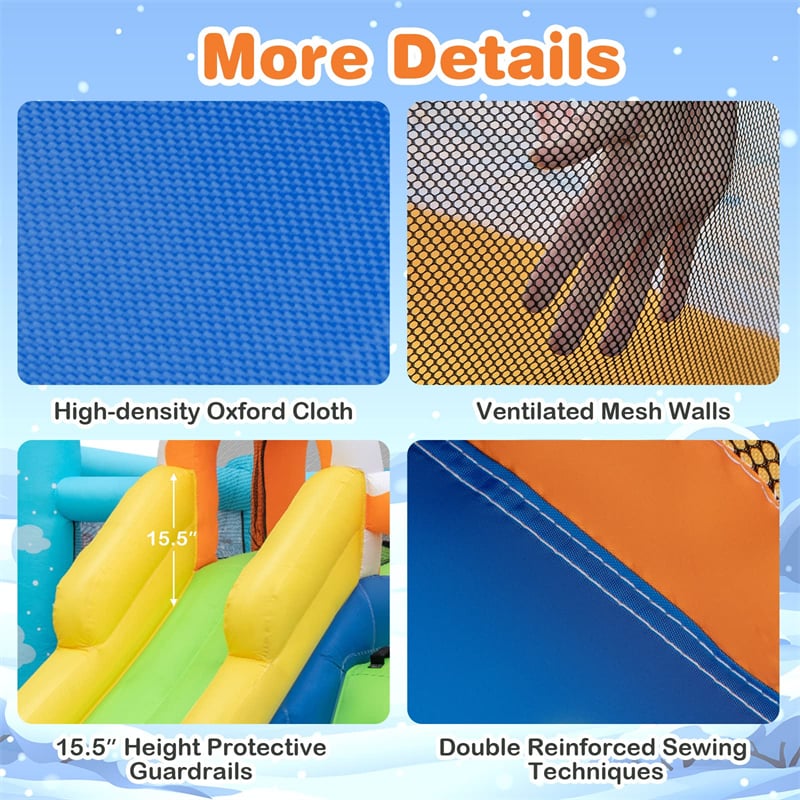 7-in-1 Kids Inflatable Bounce House Bouncy Castle Ice Cream Theme  Multi-play Jumping House with Slide, Large Ball Pit & Pitching Game