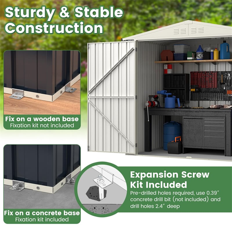 7 x 4FT Metal Outdoor Storage Shed Snap-on Structure for Efficient Assembly, All-Weather Color Steel Utility Storage House Bike Tool Shed  with Lockable Door