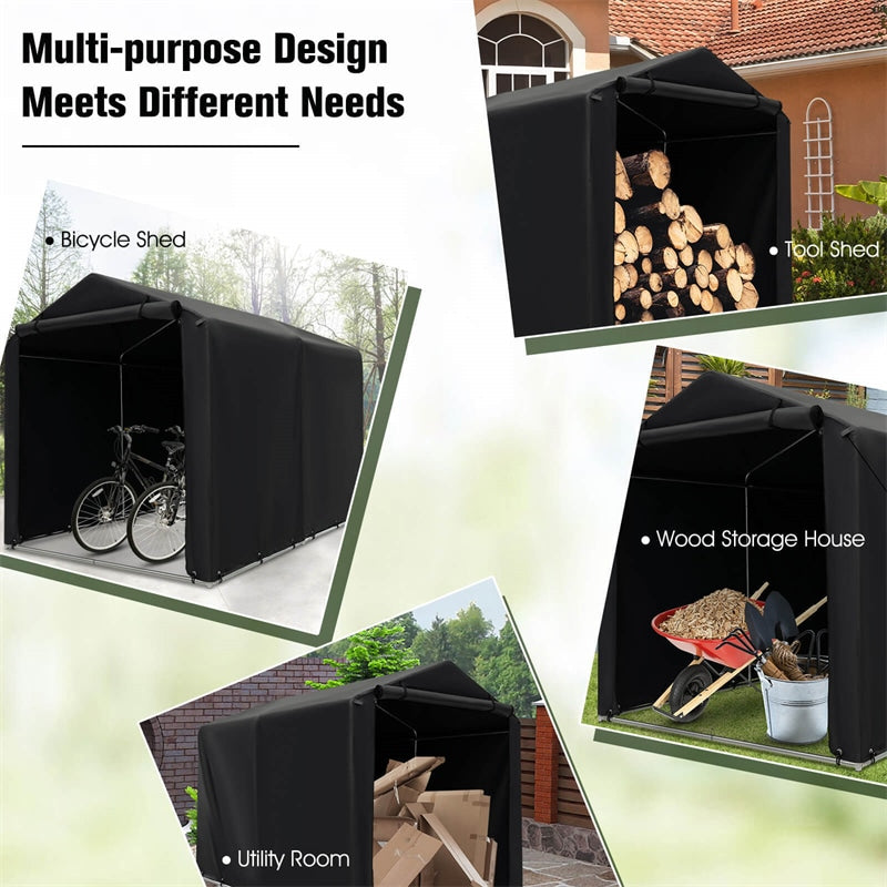 7 x 5.2' Heavy Duty Storage Shelter Waterproof Outdoor Bike Storage Tent Portable Garden Shed with Roll-up Zipper Door