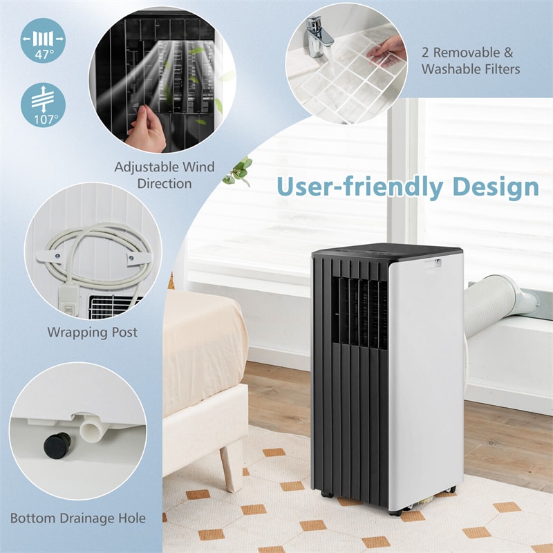 8000 BTU Portable Air Conditioner 3-in-1 AC Cooling Unit with Dehumidifier, Remote Control & Window Kit