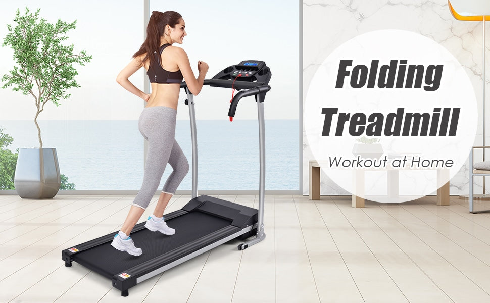 800W Folding Electric Treadmill Motorized Running Fitness Machine with LED Display