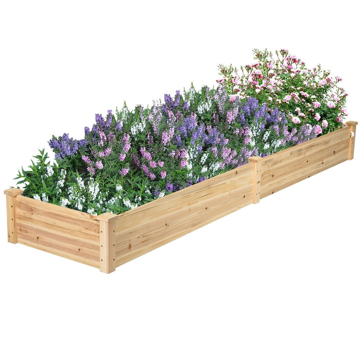 8ft x 2ft Wooden Raised Garden Bed Vegetable Planter Box Kit