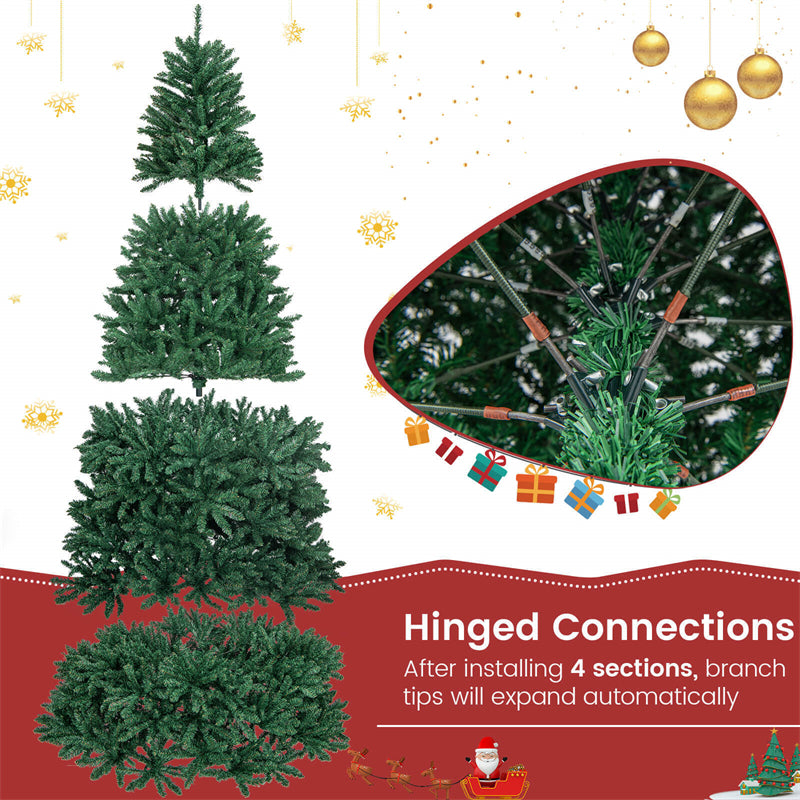 9Ft Hinged Douglas Artificial Christmas Tree 3594 Branch Tips with Foldable Solid Metal Stand