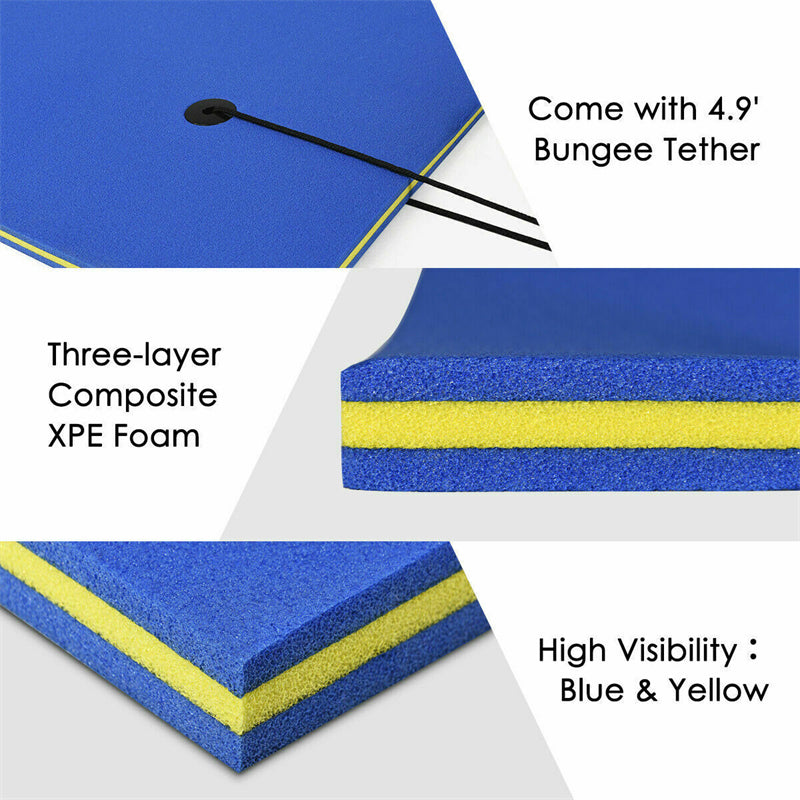18' x 6' 3 Layer Tear-Resistant XPE Foam Floating Water Pad for Beach Water Recreation