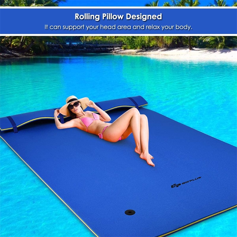 18' x 6' 3 Layer Tear-Resistant XPE Foam Floating Water Pad for Beach Water Recreation