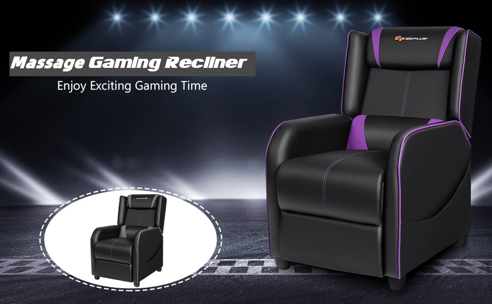 Adjustable Gaming Recliner Chair Racing Style PU Leather Single Recliner Sofa with Massage