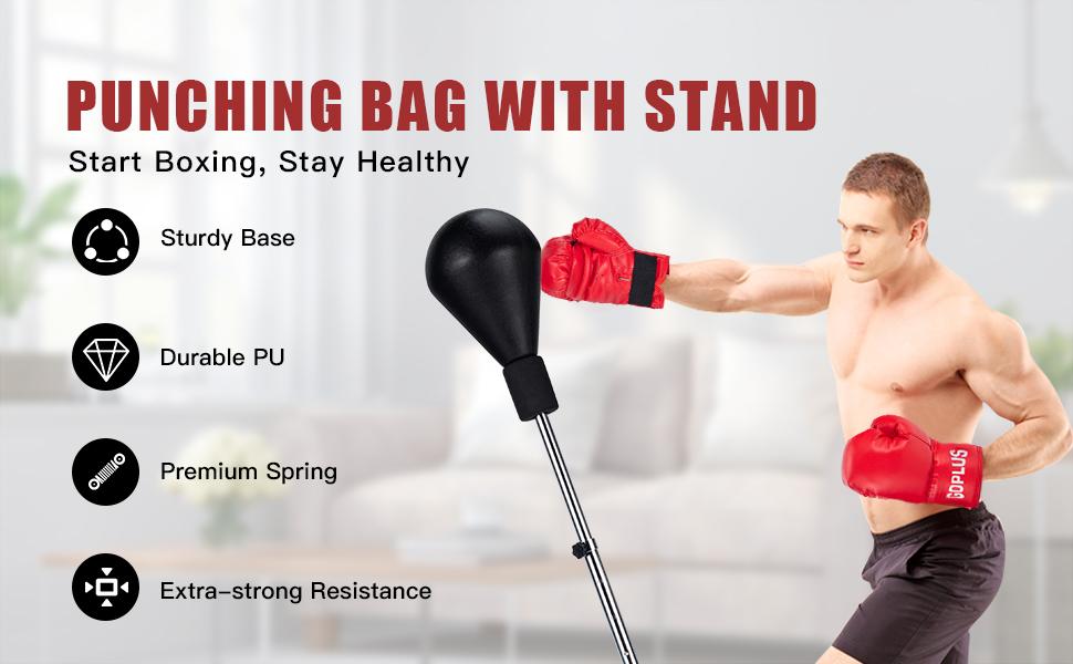 Adjustable Height Freestanding Punching Bag with Stand and Boxing Gloves for Adults Kids