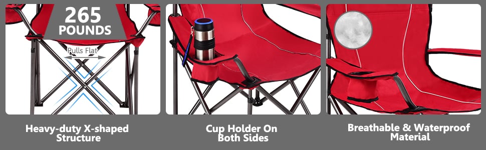 Eletriclife Portable Folding Beach Canopy Chair with Cup Holders