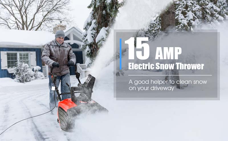 18-Inch 15 Amp Electric Snow Thrower Corded Snow Blower 720Lbs/Minute