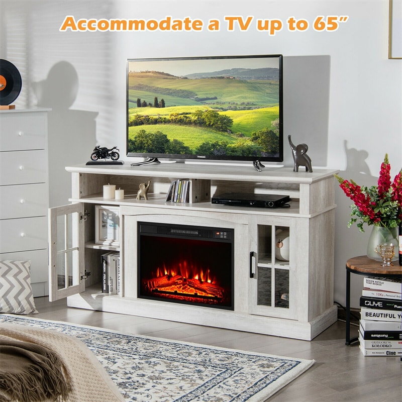 Fireplace TV Stand TV Entertainment Center with 1400W 23" Electric Fireplace & Remote Control