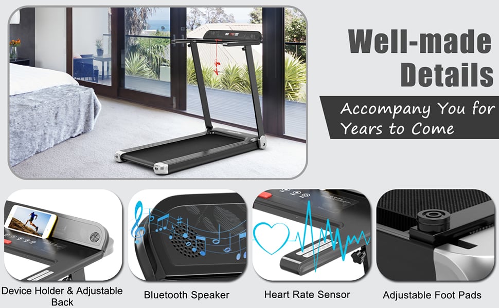 Folding Electric Superfit Treadmill Walking Running Machine with APP Control Bluetooth Speaker