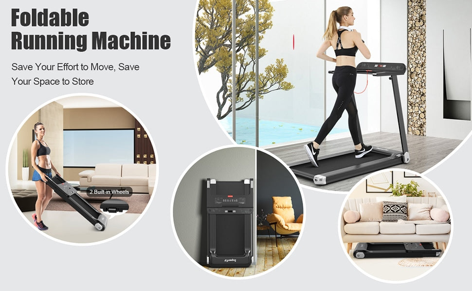 Folding Electric Superfit Treadmill Walking Running Machine with APP Control Bluetooth Speaker