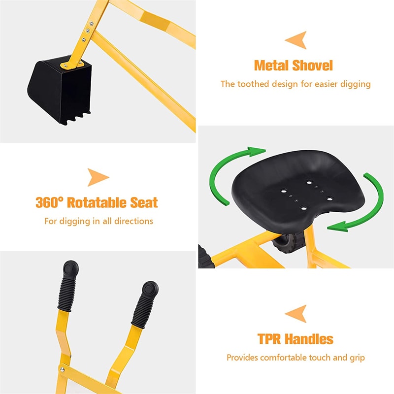 Heavy Duty Kids Ride-on Sand Digger Digging Excavator with Wheels