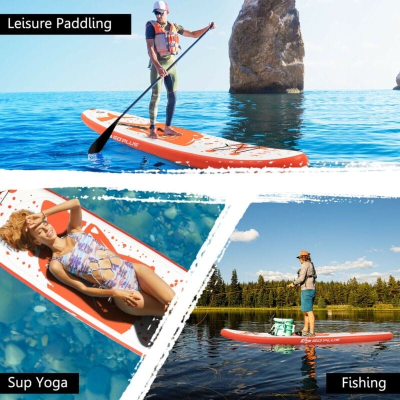 10.5 Ft Inflatable Stand up Paddle Board with Backpack Aluminum Paddle Pump