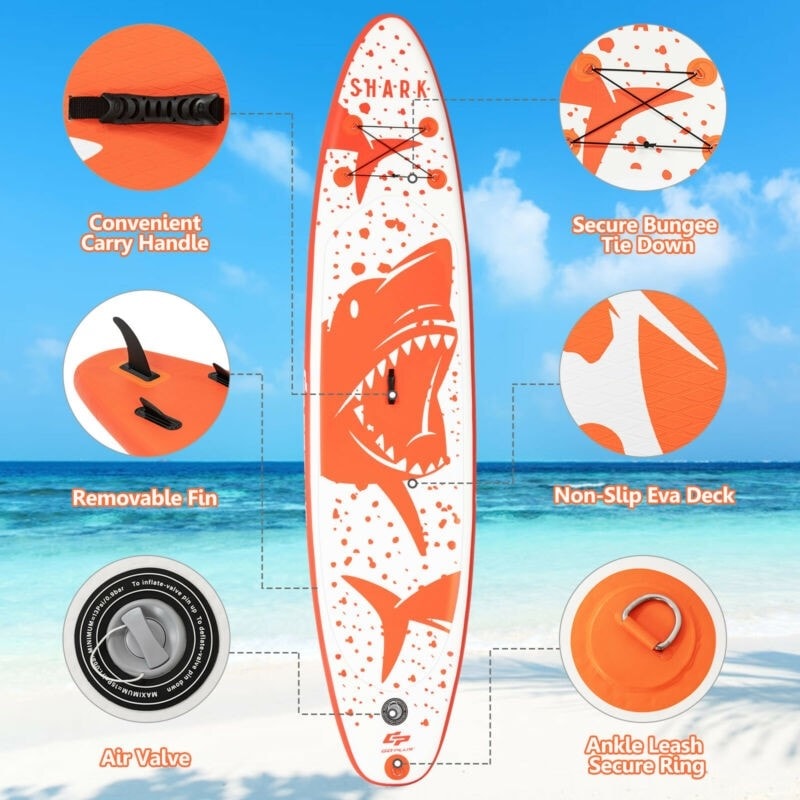 11 Ft Inflatable Stand up Paddle Board with Backpack Aluminum Paddle Pump