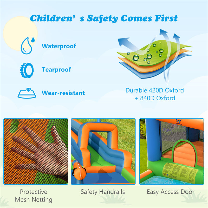 Inflatable Water Slide 7-in-1 Giant Bouncy Castle Waterslide Combo with Dual Climbing Walls