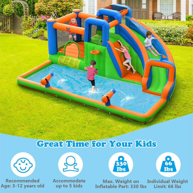 Inflatable Water Slide 7-in-1 Giant Bouncy Castle Waterslide Combo with Dual Climbing Walls